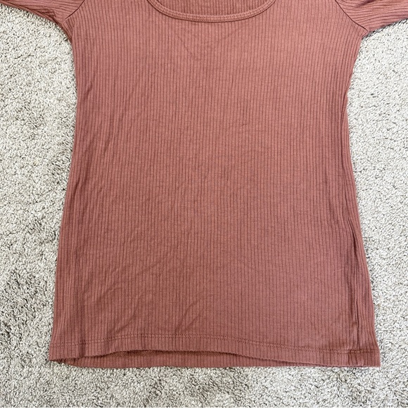 Abercrombie & Fitch Women’s Ribbed Puff Sleeve Longsleeve Shirt in Mauve M - Picture 4 of 13